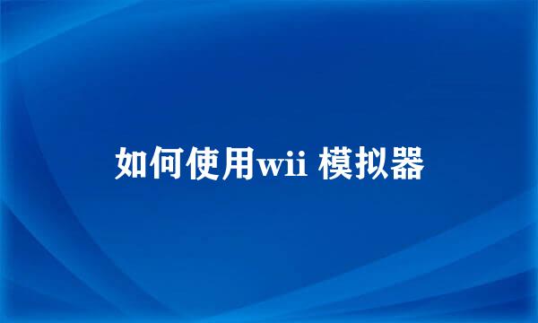 如何使用wii 模拟器