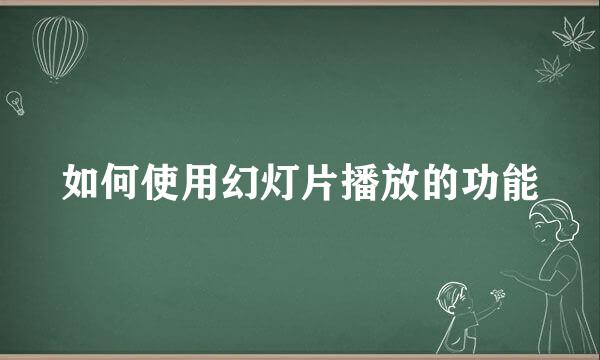 如何使用幻灯片播放的功能
