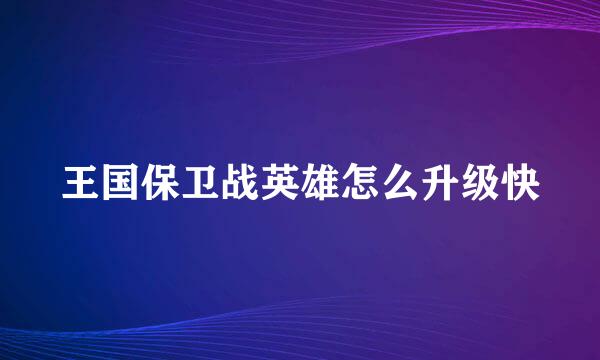 王国保卫战英雄怎么升级快