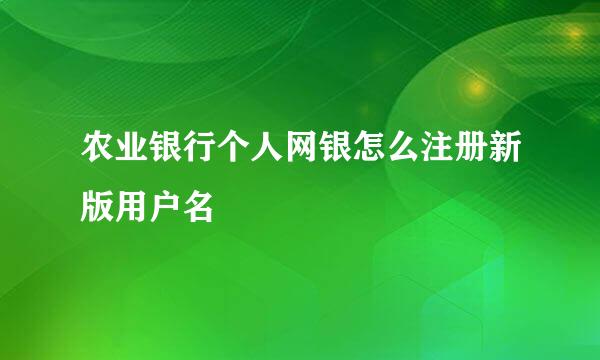 农业银行个人网银怎么注册新版用户名