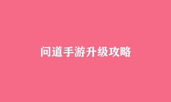 问道手游升级攻略