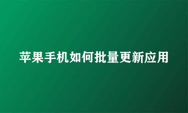 苹果手机如何批量更新应用
