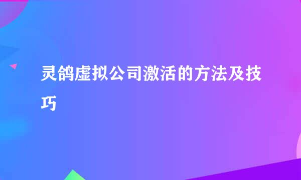 灵鸽虚拟公司激活的方法及技巧