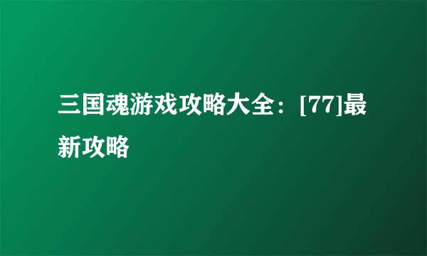 三国魂游戏攻略大全：[77]最新攻略