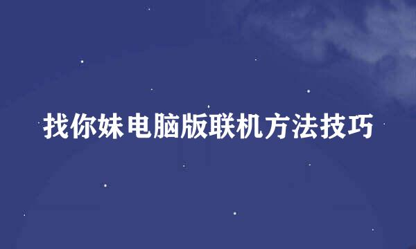 找你妹电脑版联机方法技巧