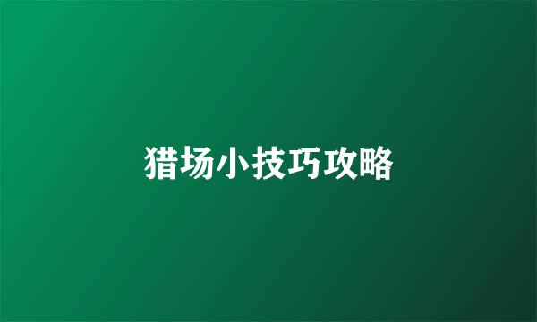 猎场小技巧攻略