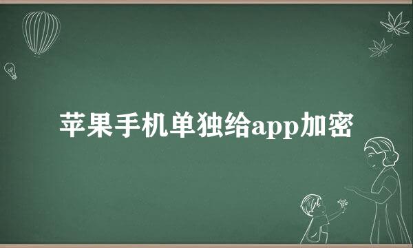 苹果手机单独给app加密