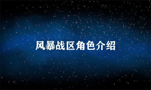 风暴战区角色介绍