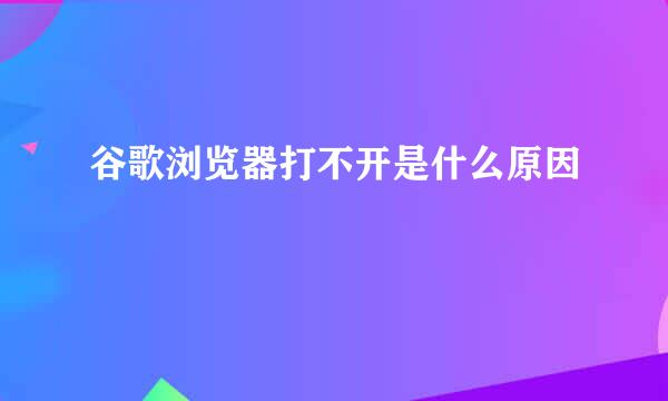 谷歌浏览器打不开是什么原因