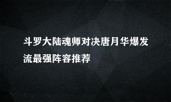 斗罗大陆魂师对决唐月华爆发流最强阵容推荐
