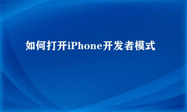 如何打开iPhone开发者模式