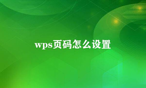 wps页码怎么设置