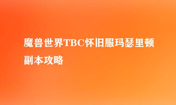 魔兽世界TBC怀旧服玛瑟里顿副本攻略