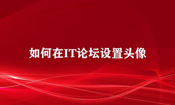 如何在IT论坛设置头像