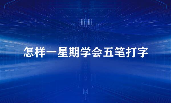 怎样一星期学会五笔打字
