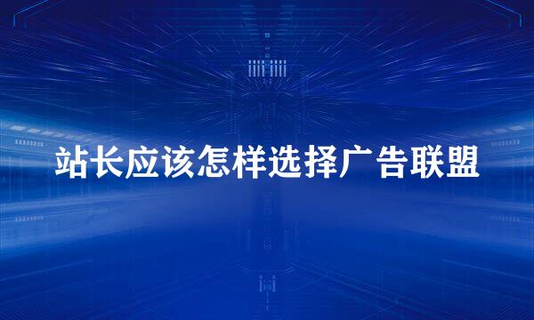 站长应该怎样选择广告联盟