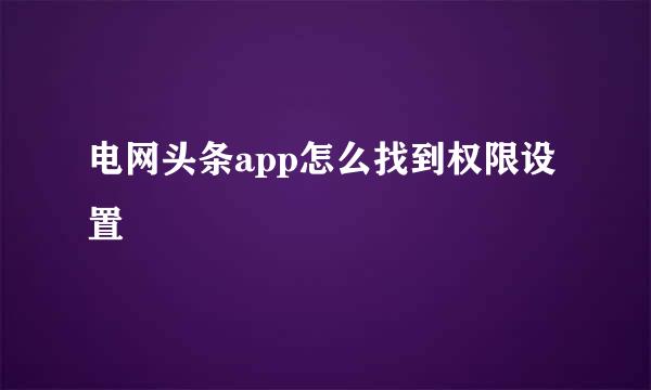 电网头条app怎么找到权限设置