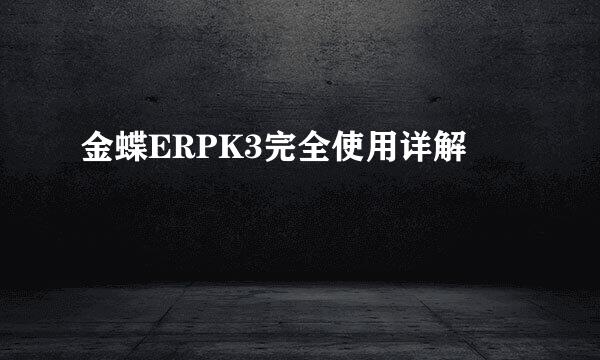 金蝶ERPK3完全使用详解