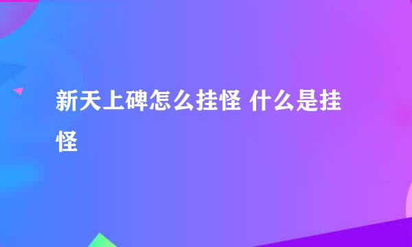 新天上碑怎么挂怪 什么是挂怪