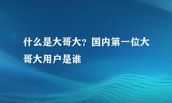 什么是大哥大？国内第一位大哥大用户是谁