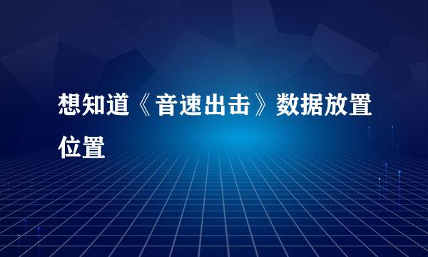 想知道《音速出击》数据放置位置