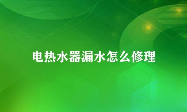电热水器漏水怎么修理