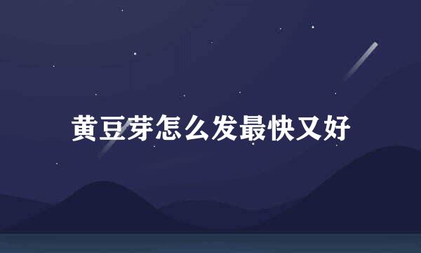 黄豆芽怎么发最快又好
