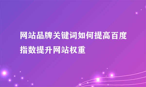 网站品牌关键词如何提高百度指数提升网站权重