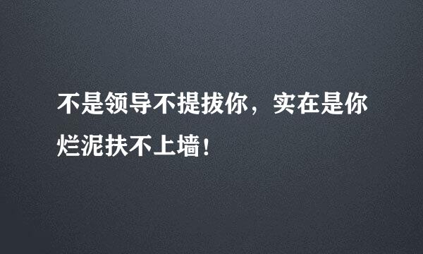 不是领导不提拔你，实在是你烂泥扶不上墙！