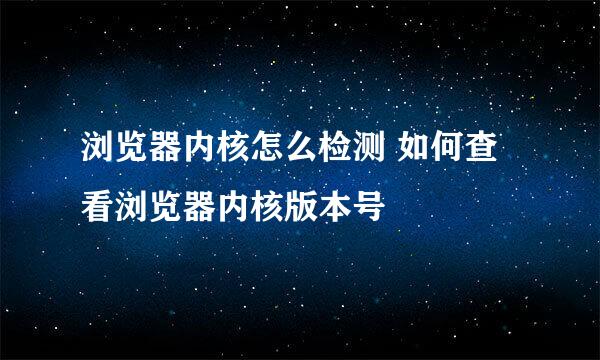 浏览器内核怎么检测 如何查看浏览器内核版本号