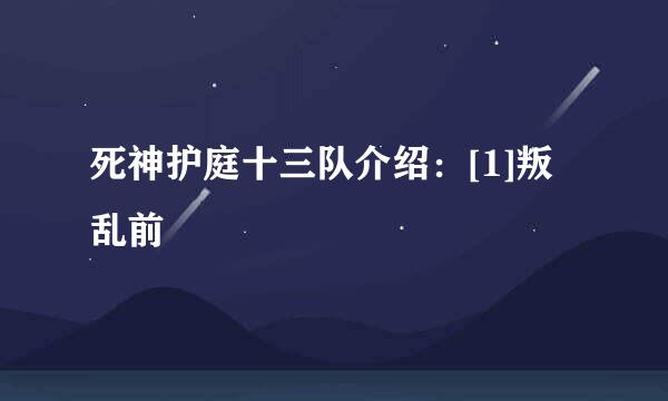 死神护庭十三队介绍：[1]叛乱前
