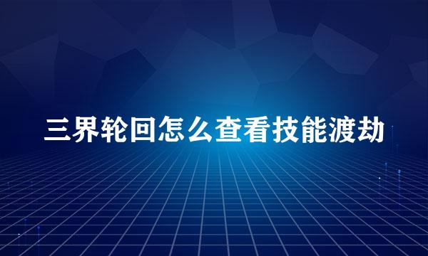 三界轮回怎么查看技能渡劫