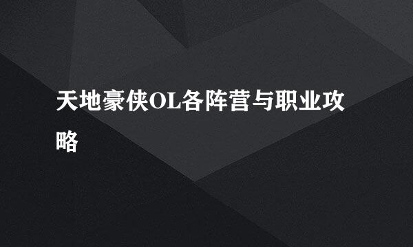 天地豪侠OL各阵营与职业攻略