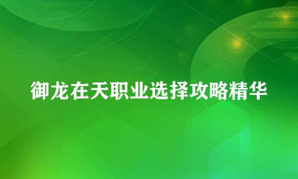 御龙在天职业选择攻略精华