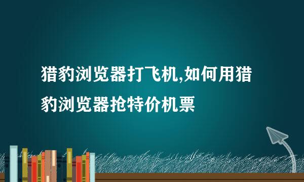 猎豹浏览器打飞机,如何用猎豹浏览器抢特价机票