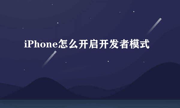 iPhone怎么开启开发者模式