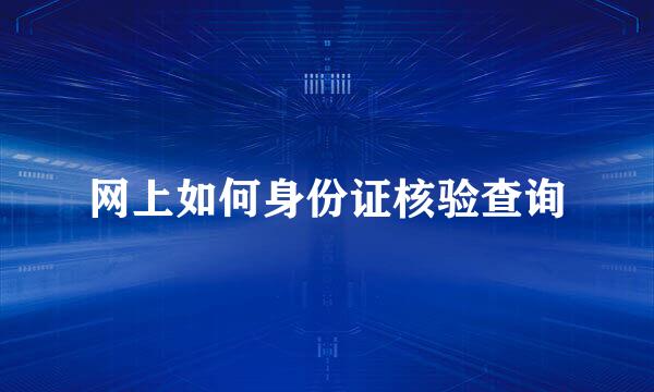 网上如何身份证核验查询