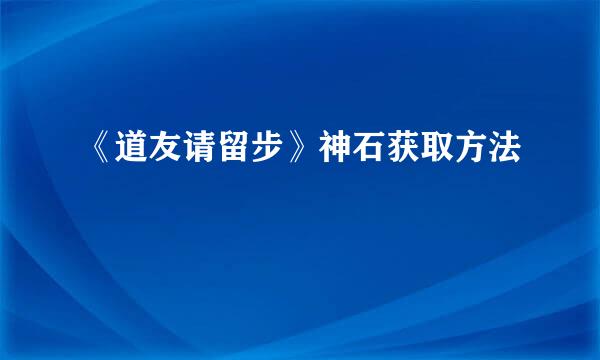 《道友请留步》神石获取方法