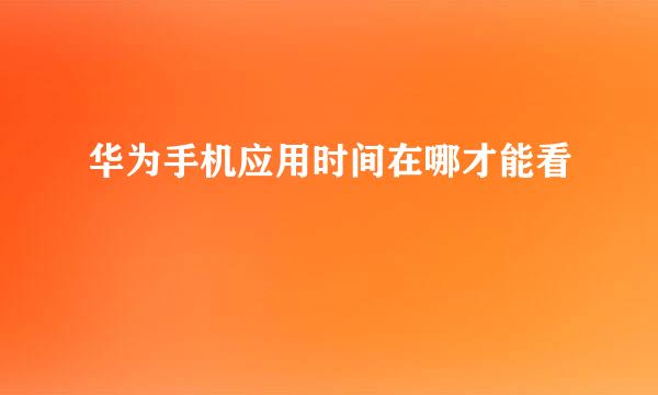 华为手机应用时间在哪才能看