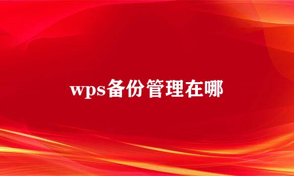 wps备份管理在哪