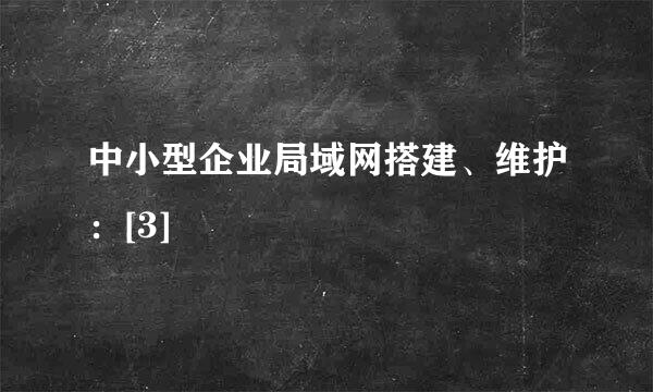 中小型企业局域网搭建、维护：[3]