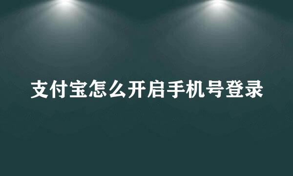 支付宝怎么开启手机号登录