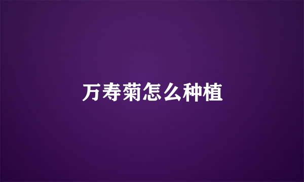 万寿菊怎么种植
