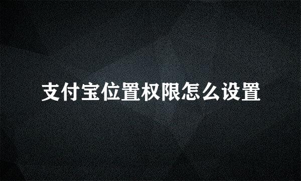 支付宝位置权限怎么设置