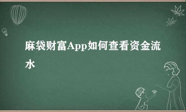 麻袋财富App如何查看资金流水