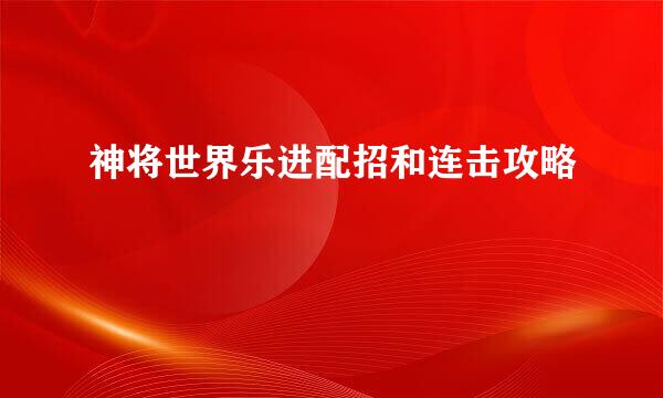 神将世界乐进配招和连击攻略