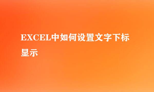 EXCEL中如何设置文字下标显示
