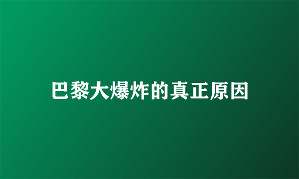 巴黎大爆炸的真正原因