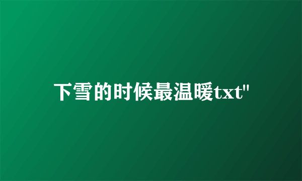 下雪的时候最温暖txt