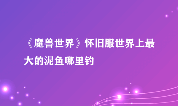 《魔兽世界》怀旧服世界上最大的泥鱼哪里钓